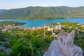 Aerial view of Croatian town Mali Ston