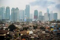 Aerial view crowded house and skyscraper buildings