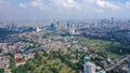Aerial view of crowded residential houses with air pollution in downtown Jakarta, Indonesia Royalty Free Stock Photo