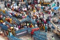 Aerial view of the crowded street of Charminar street market in India