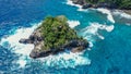 Aerial view of the Crsytal bay coastline and beach, Nusa Penida island, Bali