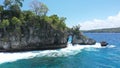 Aerial view of the Crsytal bay coastline and beach, Nusa Penida island, Indonesia