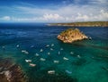 Aerial view of the Crsytal bay lagoon, Nusa Penida island, Indonesia