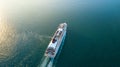 Aerial view Cruise ship at sunset in ocean, Aerial view large cruise ship at sea, Passenger cruise ship vessel, sailing across the Royalty Free Stock Photo