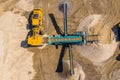 Aerial view of crushed stone quarry machine Royalty Free Stock Photo