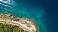 Aerial view of crystal clear water off the coastline in Croatia