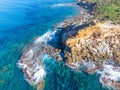 Aerial view of crystal clear water by Porto Ferro shore Royalty Free Stock Photo