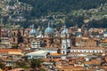 Aerial view of Cuenca city, New Cathedral, Church of Santo Domingo, Ecuador