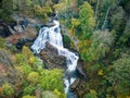 Aerial view of Cullasaja falls near Highlands, North Carolina.