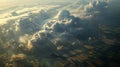 Aerial View of Cumulus Clouds Over a Patchwork of Fields Royalty Free Stock Photo