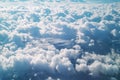 Aerial view of cumulus rain clouds dramatic cloudscape.