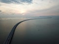 Aerial view curve Sultan Abdul Halim Muadzam Shah Bridge.