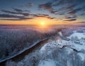 colourful winter sunrise in Europe