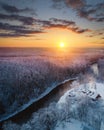 colourful winter sunrise in Europe