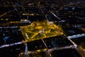 Aerial view of Cusco`s main square `Plaza de Armas` at night. Royalty Free Stock Photo