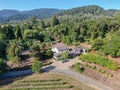 Aerial view of cute classic American white wood house in Napa Valley Royalty Free Stock Photo