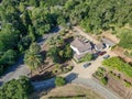 Aerial view of cute classic American white wood house in Napa Valley Royalty Free Stock Photo