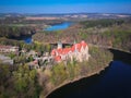 Aerial view of Czocha Castle, Lower Silesian Voivodeship. Poland