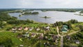 Aerial view of Dagda town and Dagda lake, Latvia