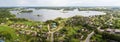 Aerial view of Dagda town and Dagda lake, Latvia