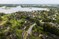 Aerial view of Dagda town and Dagda lake, Latvia