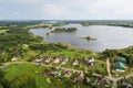 Aerial view of Dagda town and Dagda lake, Latvia