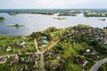 Aerial view of Dagda town and Dagda lake, Latvia