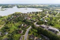 Aerial view of Dagda town and Dagda lake, Latvia