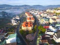 Aerial view of Dalat city. The city is located on the Langbian Plateau