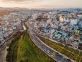 Aerial view of Dalat city. The city is located on the Langbian Plateau in the southern parts of the Central Highlands Royalty Free Stock Photo