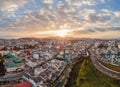 Aerial view of Dalat city. The city is located on the Langbian Plateau in the southern parts of the Central Highlands Royalty Free Stock Photo