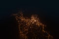 Aerial view on Dalian (China) from west. Top view on modern city at night from space