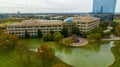 Aerial view of Dallas cityscape with a cloudy sky in the background in Texas, the United States Royalty Free Stock Photo