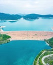 Aerial view of the Dam of High Island Reservoir, Sai Kung, Hong Kong, daytime Royalty Free Stock Photo
