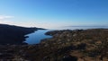 The aerial view of the dam Marques da Silva in the Serra da Estrela Natural Park in Portugal Royalty Free Stock Photo