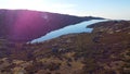 The aerial view of the dam Marques da Slva in the Serra da Estrela Natural Park in Portugal Royalty Free Stock Photo