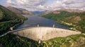 Aerial view of Dam of Vilarinho da Furna on Rio Homem, Portugal