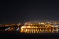 Aerial view of dark cityscape with