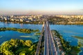 The Darnytsia Bridges across the Dnieper in Kyiv, Ukraine