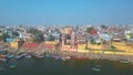 AERIAL view of Dashashwamedh Ghat, Kashi Vishwanath Temple and Manikarnika Ghat Manikarnika Ghat Varanasi India