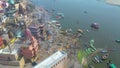 AERIAL view of Dashashwamedh Ghat, Kashi Vishwanath Temple and Manikarnika Ghat Manikarnika Ghat Varanasi India