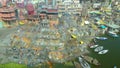 AERIAL view of Dashashwamedh Ghat, Kashi Vishwanath Temple and Manikarnika Ghat Manikarnika Ghat Varanasi India