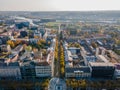 Aerial view of Daukantas street in Kaunas, heading to Zalgiris arena Royalty Free Stock Photo