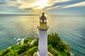 Aerial view dawn landscape at Dai Lanh lighthouse in Phu Yen, Vietnam