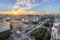 Aerial view of 9 de Julio Avenue at sunset - Buenos Aires, Argentina Royalty Free Stock Photo