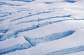 Aerial view of deep crevasses in the icefields in Kluane National Park, Yukon Territory, Canada