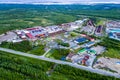 Aerial View Of Deforestation Area Landscape. Green Pine Forest In Deforestation Zone. Top View Of Forest Landscape Royalty Free Stock Photo