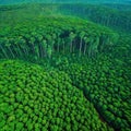 Aerial view of deforested area of the Amazon rainforest caused by illegal mining created with Royalty Free Stock Photo