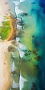 Aerial View Of Delicately Rendered Sandy Beach On The Australian Coast