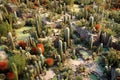 aerial view of a dense cactus garden in desert Royalty Free Stock Photo